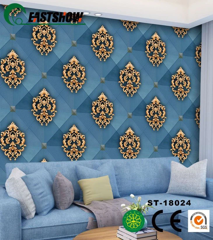Wide Vinyl Wallpaper With Damask Design